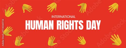 Modern Human Rights Day Banner Design with Protest hand Silhouette baackground, Awareness banner Template for Equality, Justice, Freedom, Humanity, Peace, and Social Media Cover design