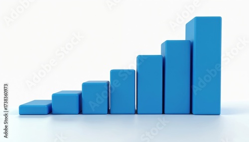 Free Download 3D blue bar graph shows ascending growth on white. Business achievement. Illustration visualizes economy, finance, statistics, investments. Represents company performance, marketing analytics, - GFXLoad