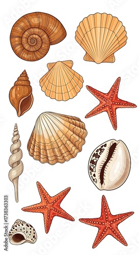 Seashells and Starfish - A Collection of Ocean Treasures.