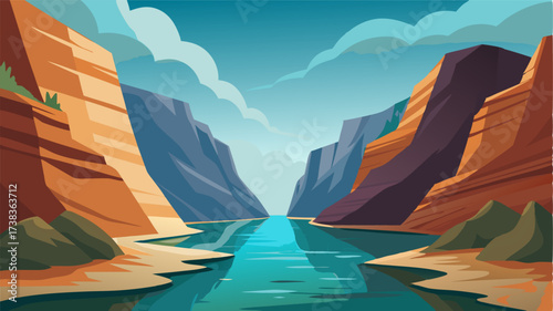 A secluded cove nestled between towering sandstone cliffs their surfaces smooth and worn from years of exposure to the elements.