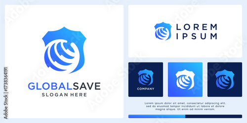 Global save logo design vector template