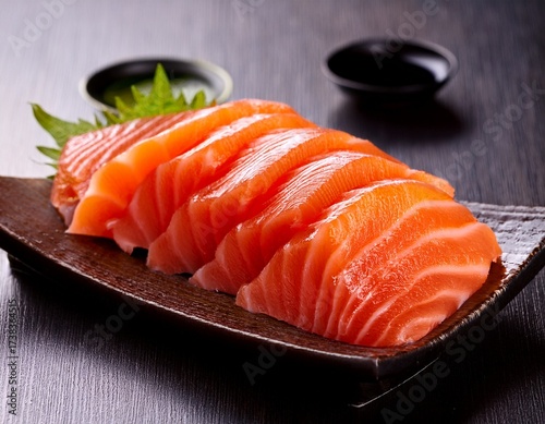 Wallpaper Mural fresh juicy salmon cut into pieces for sashimi Torontodigital.ca