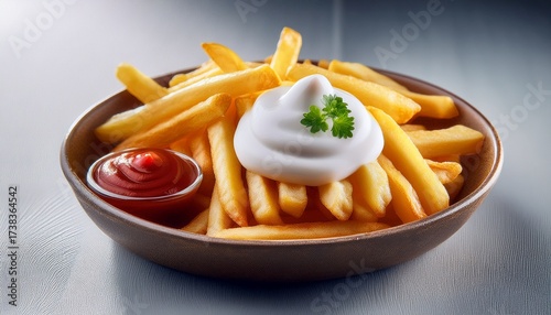 Wallpaper Mural french fries with sour cream and ketchup Torontodigital.ca