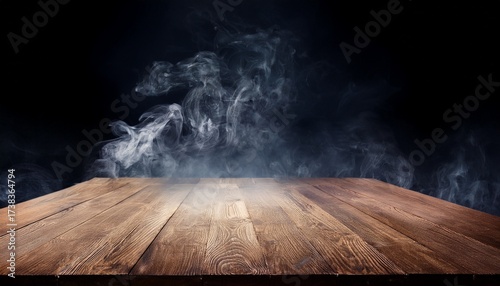 Wallpaper Mural empty wooden table with smoke float up on dark background empty space for display your products empty wooden table with smoke float up on dark background empty space for display your products Torontodigital.ca