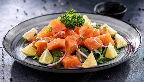 Wallpaper Mural fresh salmon raw spicy seafood salad Torontodigital.ca