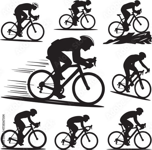 Cyclists racing on bicycles sport speed