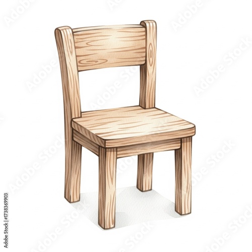 Watercolor Cartoon Wooden Chair