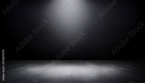 wide perspective floor backdrop black room studio with gray gradient spotlight backdrop background for display your product or artwork