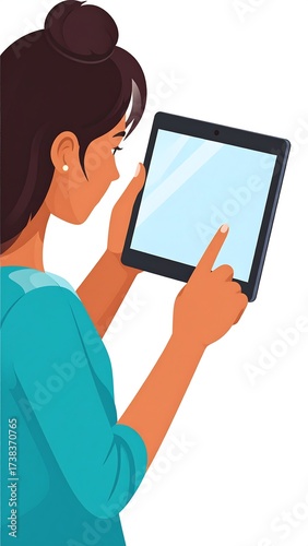 Woman looking at a tablet