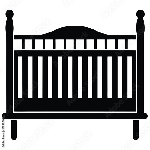 baby crib vector icon on white background
