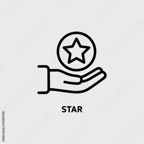 Hand holding a star icon, vector illustration