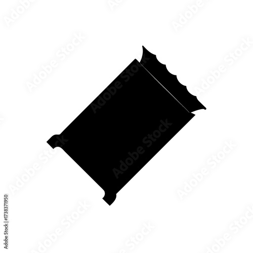 Silhouette of a chocolate bar wrapper open on transparent background