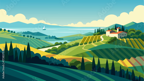 From atop the rolling Mediterranean hills one can see the vast expanse of vineyards that stretch out towards the sparkling sea.