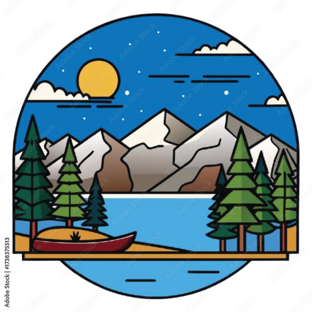 Naklejka premium vector illustration of a christmas landscape