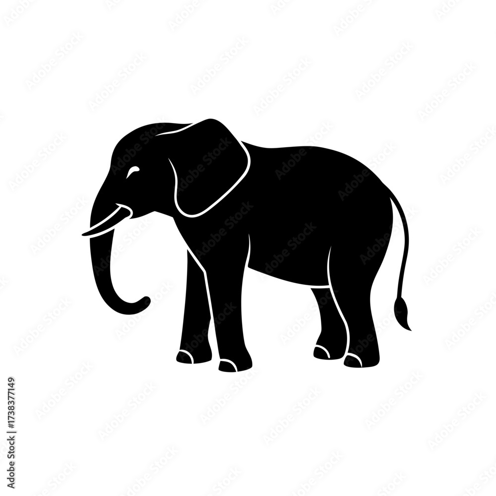 Obraz premium Silhouette of an african elephant standing on transparent background