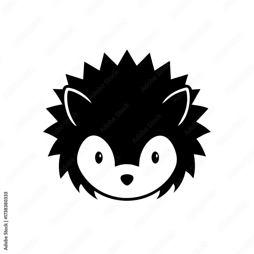 Fototapeta premium Illustration of a black and white hedgehog on transparent background silhouette