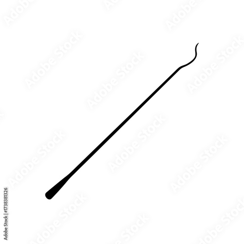 Illustration of a black earwax removal tool on transparent background silhouette