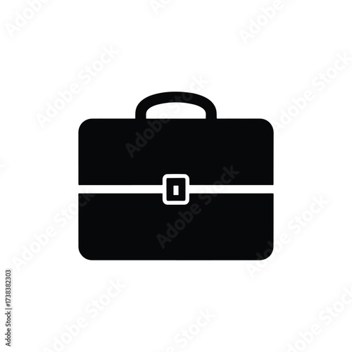 Simple black briefcase icon minimalist business travel professional document carrier symbol - Vector illustration logo template