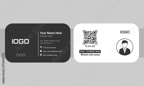 Business Card Design, Minimalist Black and White Business Card Template,Modern Corporate Identity Visiting Card, Professional QR Code Business Card Design, Clean and Stylish Business Card with QR Code