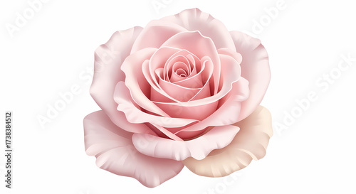 Delicate Pink Rose Blossom on White: Elegant Floral Design Element for Romantic Concepts and Celebrations