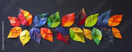 autumn leaves on wet colored paper.