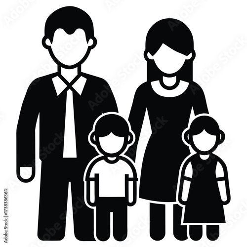 two children with parents vector icon on white bac