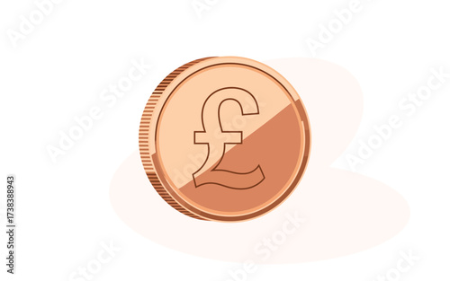 Hand drawn illustration of a single british pound sterling coin