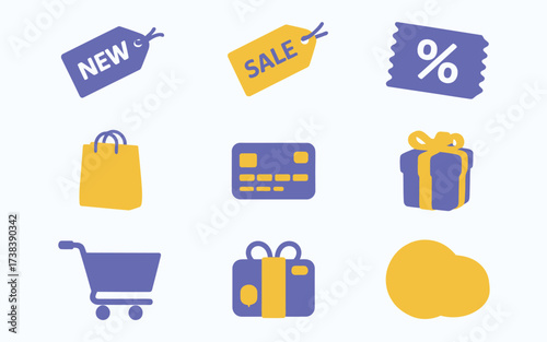 Collection of shopping and sale icons for online retail and promotions