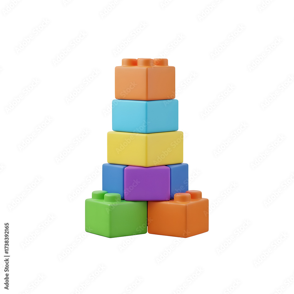 Fototapeta premium Colorful Building Blocks Stacked Isolated On Transparent Background