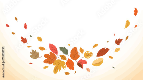 Falling autumn leaves swirling in a gentle breeze