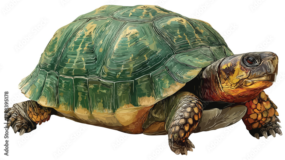 Obraz premium Adorable Turtle with Textured Shell Isolated on White Background