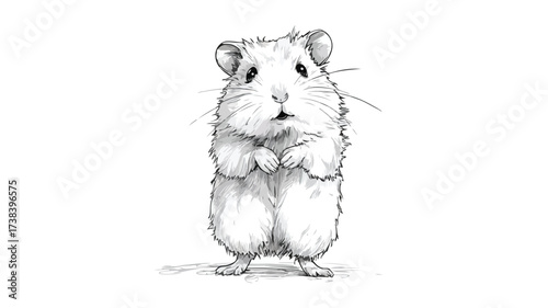 Cute Hamster on White Background - Adorable Pet Rodent Portrait