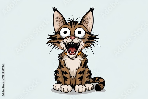 Funny surprised cat isolated on white.