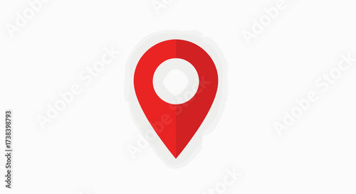 A red location pin icon, commonly used to indicate a specific place or destination.