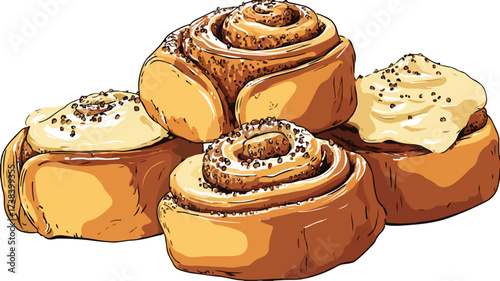 Delicious Cinnamon Rolls Food Vector Graphic for Bakery Ads and Menus