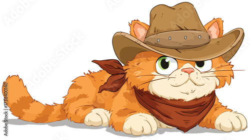 Cute Cat Cowboy with Fun Western Design Cartoon
