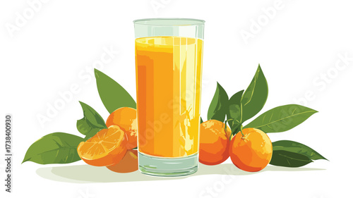 Fresh Orange Juice Drink Vector Illustration - Vibrant and Refreshing Citrus Beverage Design