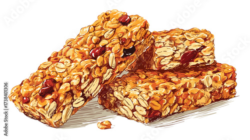 Granola Bars Food Vector Drawing with Outline