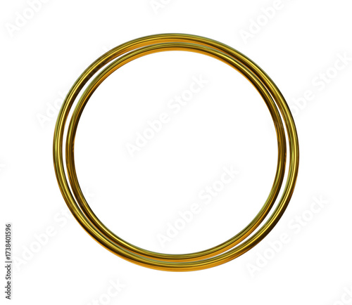 Gold metal circle frames 3d illustration. Medals or buttons isolated. Certified. Quality blank, empty badge.