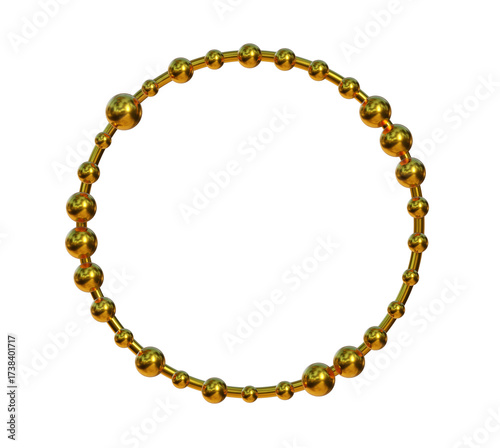Golden bracelet. Golden Bead Wreath for Festive Decoration in 3D Render.