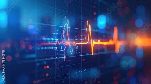 Dynamic cardiac monitor display showcasing patient's heartbeat and vital signs tracking