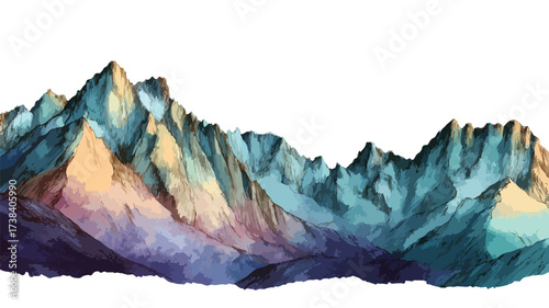 Scenic Watercolor Vector of Majestic Mountain Range