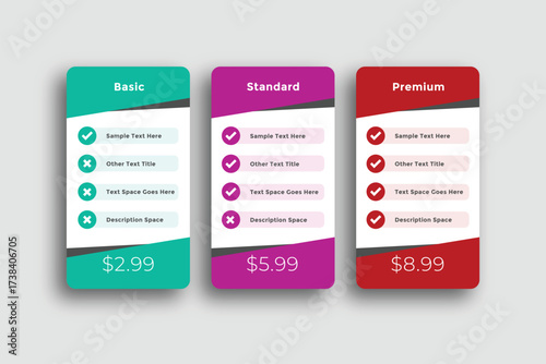 clean simple pricing table template for website