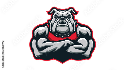 Strong Athletic Body Muscle Bulldog Mascot Design for Sports Team Logo