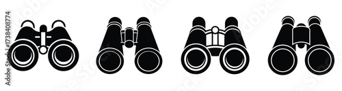 Binoculars Icon Set Collection in Black Silhouette Design