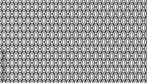 Monochrome abstract seamless pattern created with oval shapes arranged in a repetitive and geometrical design