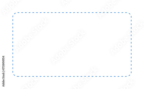 シンプルな青い破線の飾り罫のイラスト素材 - 長方形のステッチ風の点線フレーム･バナー - 16:9