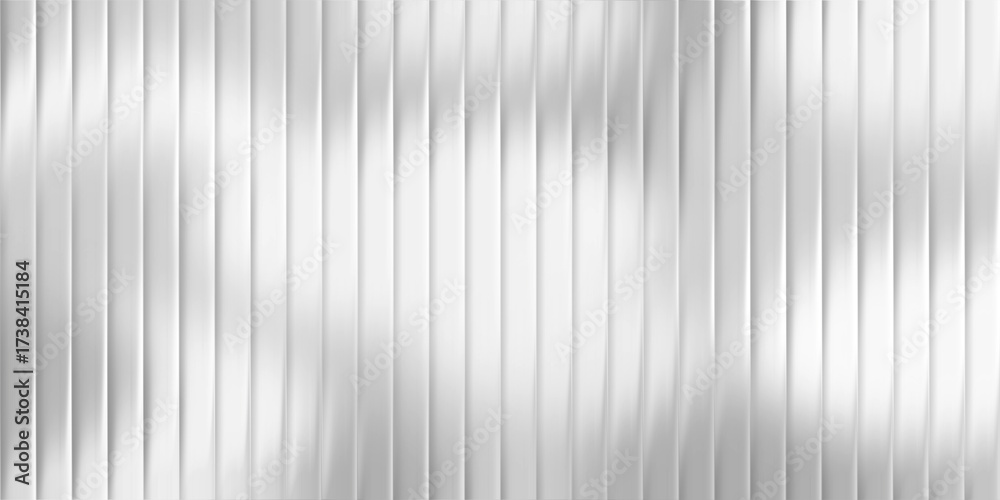 Fototapeta premium Clean White and Silver Abstract Background with Glossy Vertical Lines and Bright Light Reflection