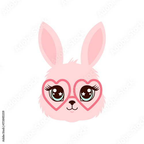 Cute Bunny Face Wearing Blue Glasses