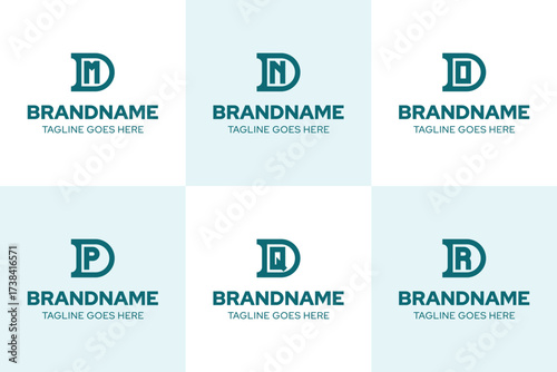 Letters DM DN DO DP DQ DR Monogram Logo Set, for MD ND OD PD QD RD initials